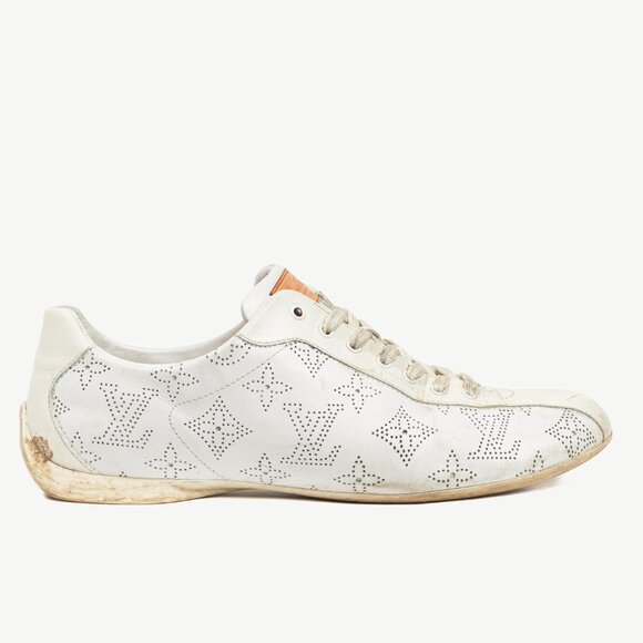 Louis Vuitton White Mahina Perforated Monogram Leather Lace-Up Sneakers - Picture 1 of 11